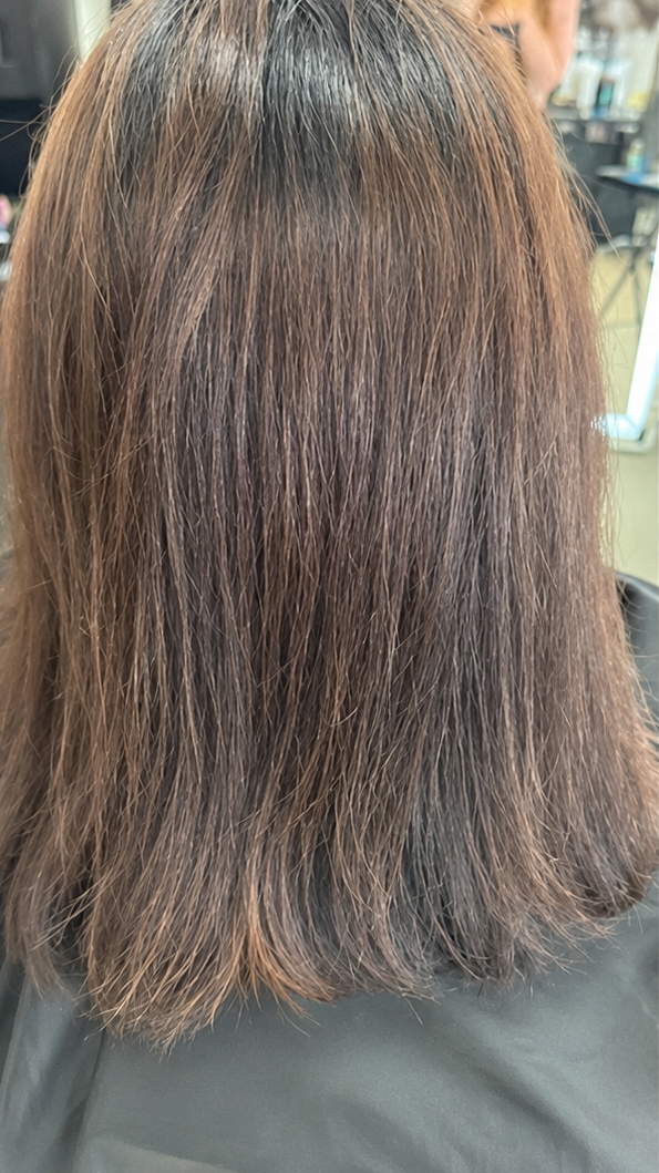 Hair before using a filtered shower head